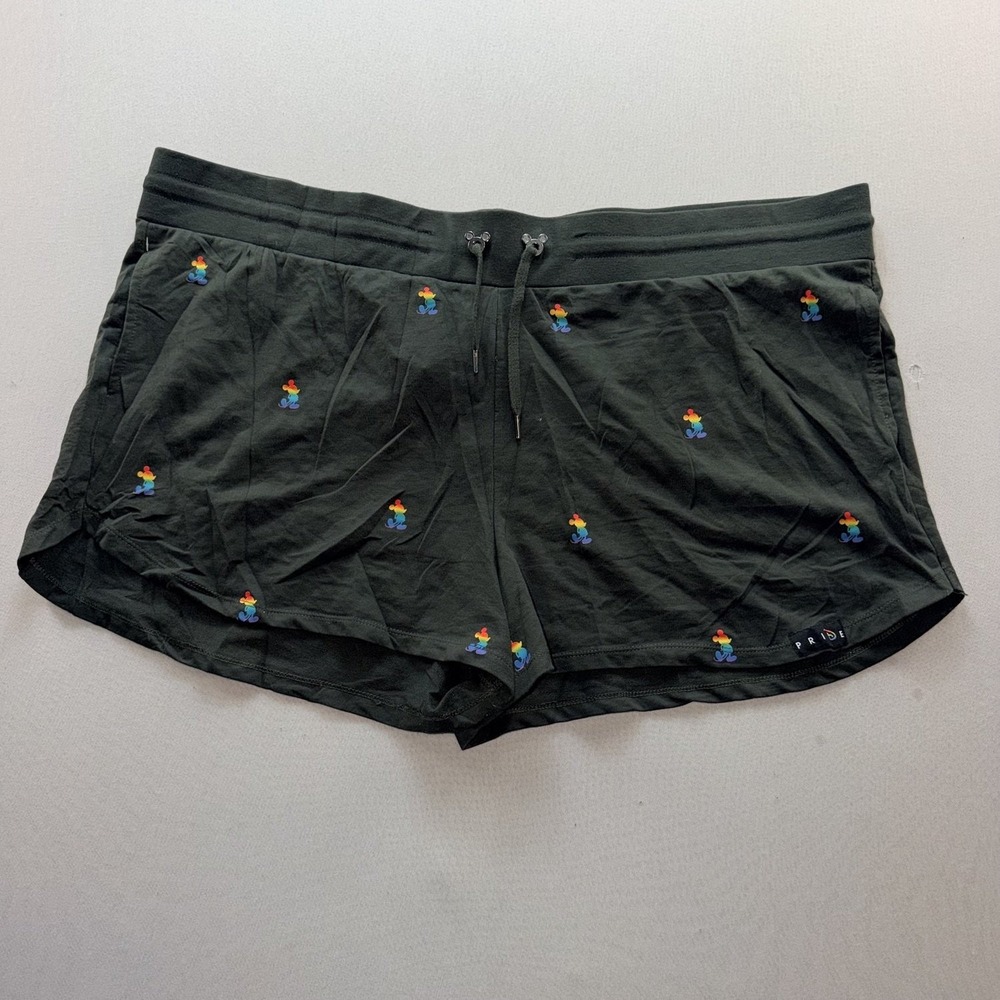 Disney Pride Shorts Men 2X Black Rainbow Mickey Mouse Good Athletic Lounge
